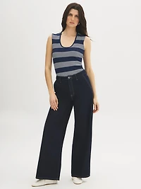 Haut sans manches en piqué à rayures