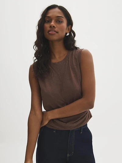 Cotton-Blend Draped Tee