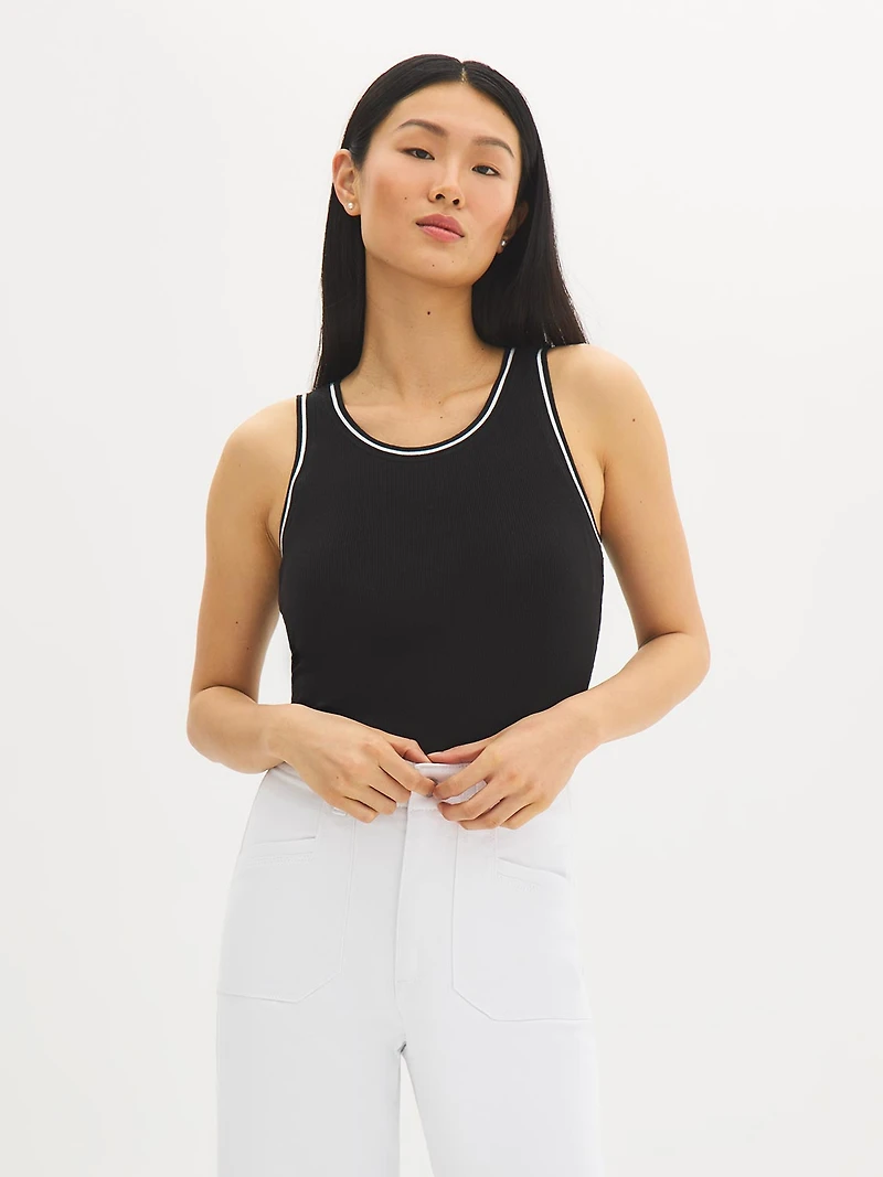 Camisole côtelée en mélange de coton