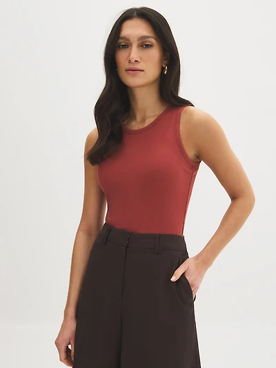 Camisole côtelée en mélange de coton