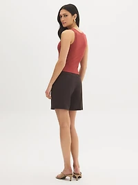 Camisole côtelée en mélange de coton