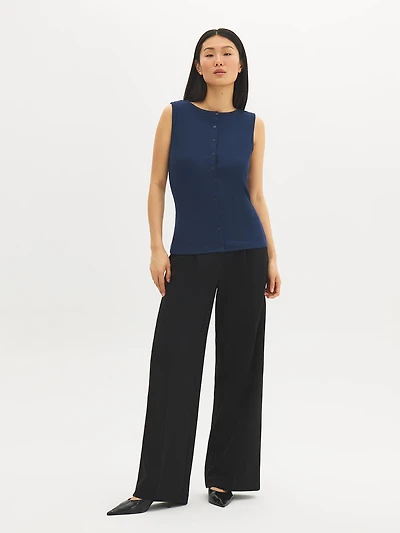 Boatneck Button-Front Top