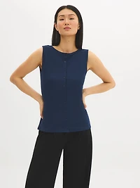 Boatneck Button-Front Top