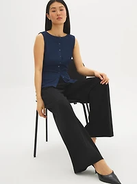 Boatneck Button-Front Top