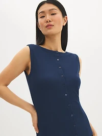 Boatneck Button-Front Top