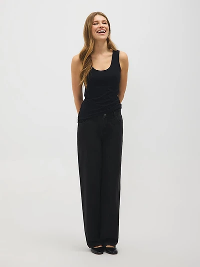 Cotton-Blend Scoop Neck Tank Top