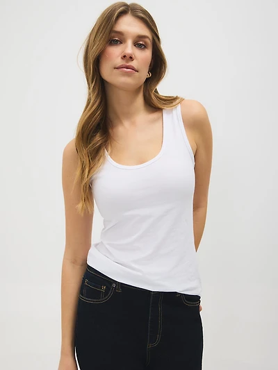 Camisole en mélange de coton à col rond
