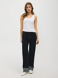 Camisole en mélange de coton à col rond