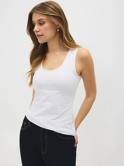 Camisole en mélange de coton à col rond