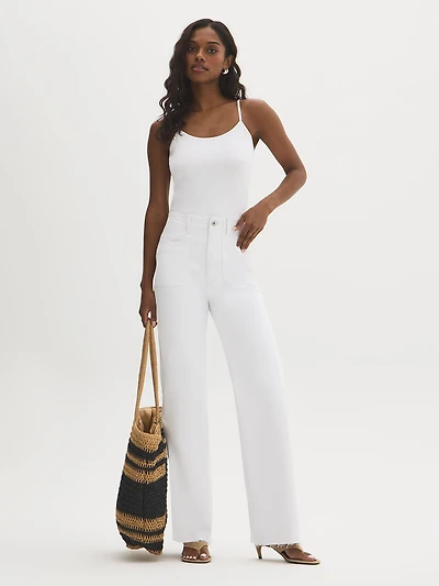 Camisole en mélange de coton à encolure arrondie
