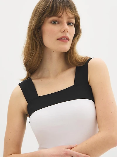 Camisole en mélange de coton et blocs couleur