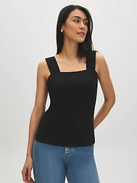 Cotton-Blend Thick Strap Tank Top