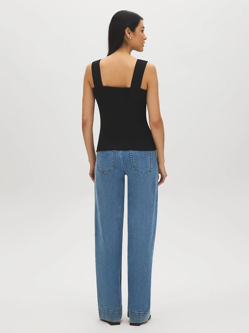 Camisole en mélange de coton à bretelles épaisses