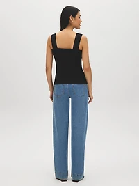 Camisole en mélange de coton à bretelles épaisses