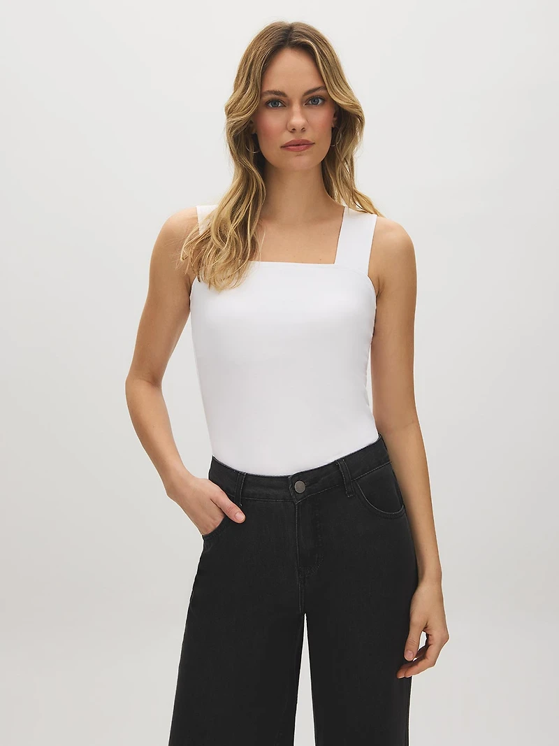 Camisole en mélange de coton à bretelles épaisses