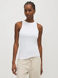 Camisole côtelée en mélange de coton