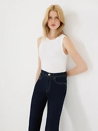 Camisole côtelée à col montant
