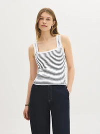 Cotton-Blend Striped Tank Top