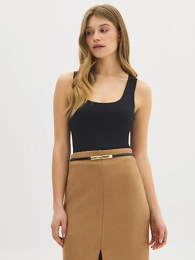 Double Layer Scoop Neck Tank Top