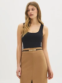 Double Layer Scoop Neck Tank Top