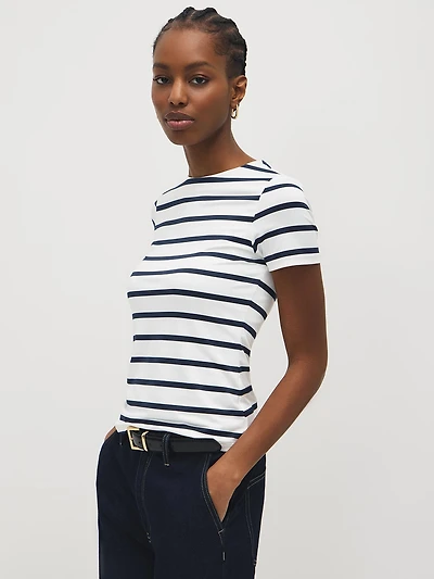 T-shirt rayé à col rond