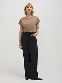 Melange Cuffed Dolman Sleeve T-Shirt