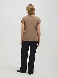 Melange Cuffed Dolman Sleeve T-Shirt