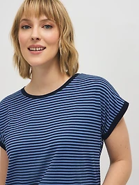 Striped Cuffed Dolman Sleeve T-Shirt