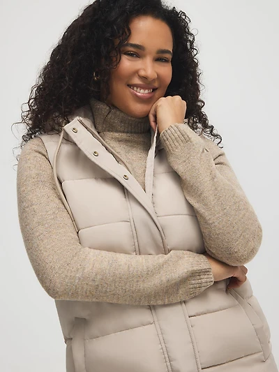 Long Hooded Puffer Vest