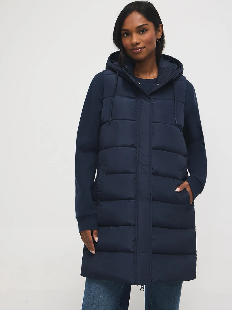 Veste longue à capuche