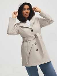 Mid-Length Hooded Trench Coat