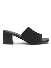 Sandales tricotées à talon bloc