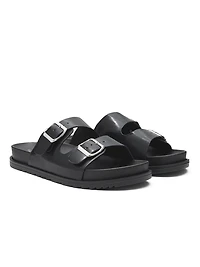 Faux Leather Slide Sandals