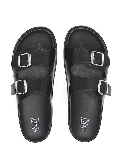 Faux Leather Slide Sandals