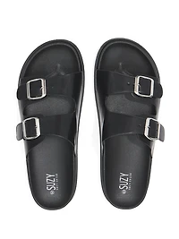 Faux Leather Slide Sandals