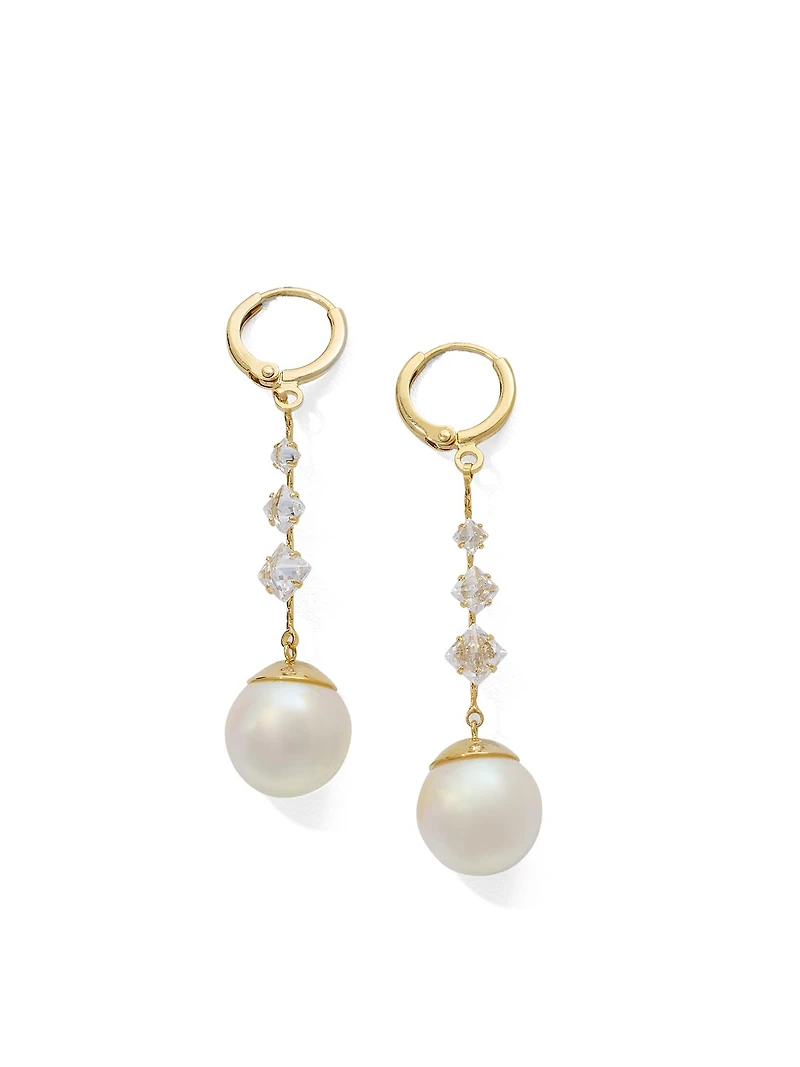 Boucles doreilles huggie avec chaîne et perle pendante
