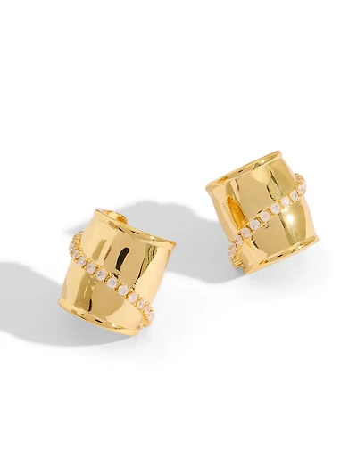Two-Tone Gem Huggie Earrings