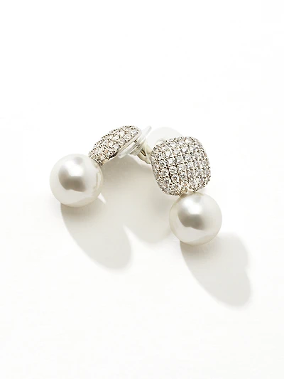 Pave With Pearl Drop Earrings