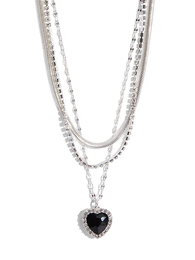 Collier coeur pavé à trois couches