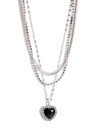 Collier coeur pavé à trois couches
