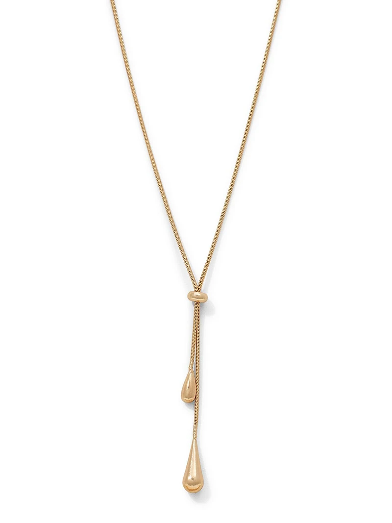 Collier lariat avec pendentif en forme de goutte