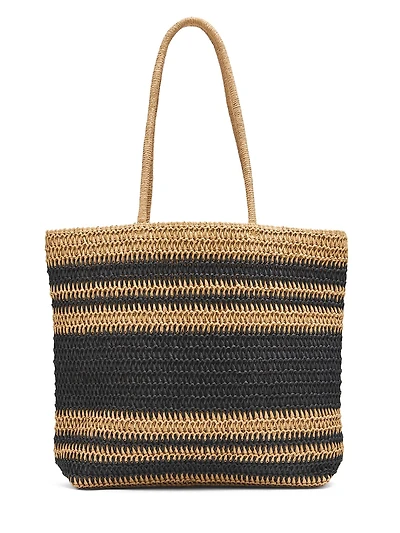 Sac fourre-tout en paille rayé