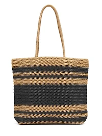 Sac fourre-tout en paille rayé