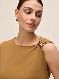 Sleeveless Sweater with Gold Trim