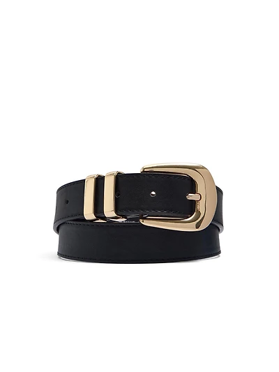 Gold Buckle Faux Leather Belt