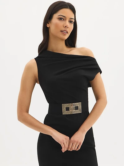 Gold Square Buckle Elastic Belt