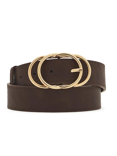 Ceinture en faux cuir avec boucle dorée