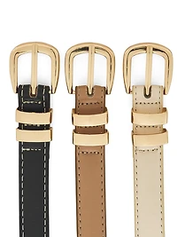 Paquet de 3 ceintures en faux cuir