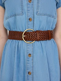 Ceinture tressée avec boucle en laiton