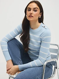 Striped Round Neck Long Sleeve Sweater